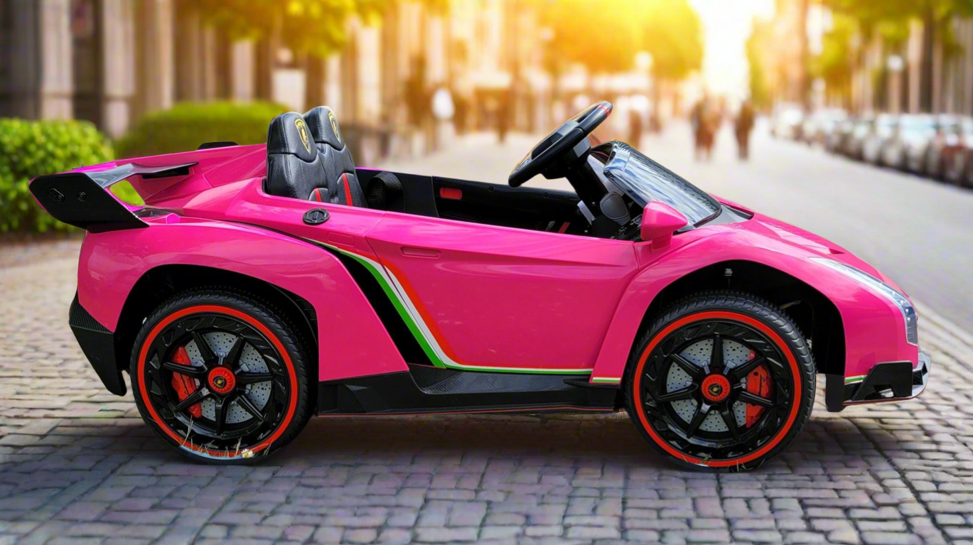 Licensed Lamborghini Veneno 2 Seater Kids 24V Ride On Car In Pink