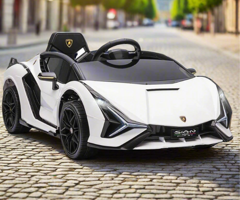 Licensed Lamborghini Sian 12V Electric Ride On Car With MP4 Screen and parental control - White