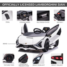 Licensed Lamborghini Sian 12V Electric Ride On Car With MP4 Screen and parental control - White