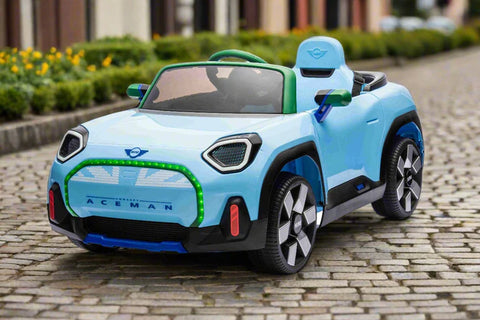 Mini Cooper Aceman 12v Kids Ride on Car With Remote - Blue