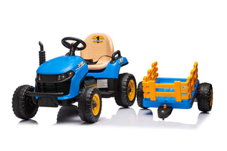 New 12V Kids Ride on Electric Tractor and Trailer with Remote - Blue