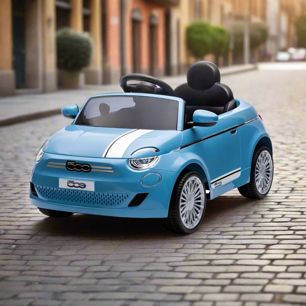 Fiat 500 12v Children Ride On Electric Car - Blue