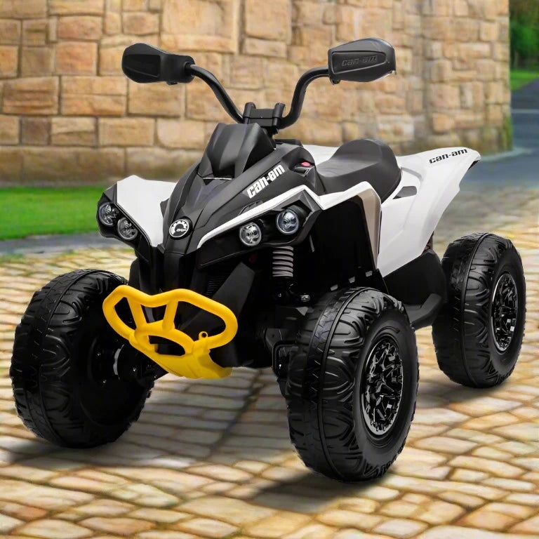 Can-Am Kids 24V Electric Ride On Quad Bike - White