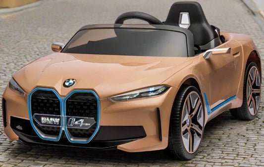 BMW i4 Licensed Kids 12V Electric Ride On Car with parental control In Gold