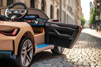 BMW i4 Licensed Kids 12V Electric Ride On Car with parental control In Gold