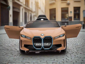 BMW i4 Licensed Kids 12V Electric Ride On Car with parental control In Gold