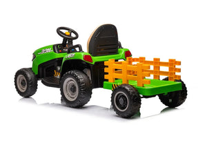 New 12V Electric Kids Ride on Sit on Tractor and Trailer with Remote - Green