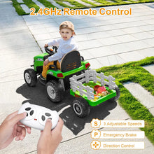 New 12V Electric Kids Ride on Sit on Tractor and Trailer with Remote - Green