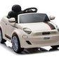 Fiat 500 Kids Electric Car 12v White with Leather Seat & Rubber Wheels