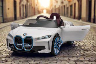 BMW i4 Licensed Kids 12V Electric Ride On Car parental control and self drive In White