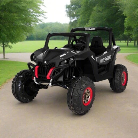 24V UTV-MX Kids 2 Seater Electric Ride On Buggy with MP4 screen and parental control - Paint Black