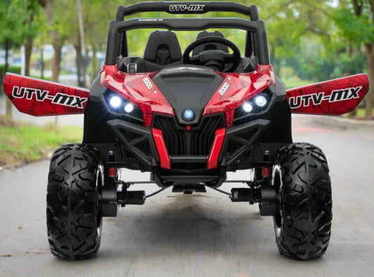 24V UTV-MX Kids 2 Seater Electric Ride On Buggy with parental control and MP4 screen - Spider Red