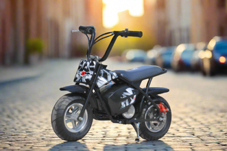 Kids 250w Electric Mini moto monkey bike with stabilisers in Black