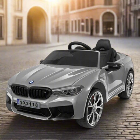 Licensed BMW M5 Kids 12V Ride on Electric Car with a parental controller and self drive - Paint Grey