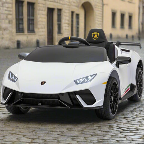 Licensed Lamborghini Huracan Kids 12V Ride On Car with a parental controller and self drive  in White