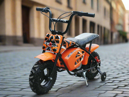 Children’s Electric 250w Monkey Bike Dirt bike With Stabalisers In Orange