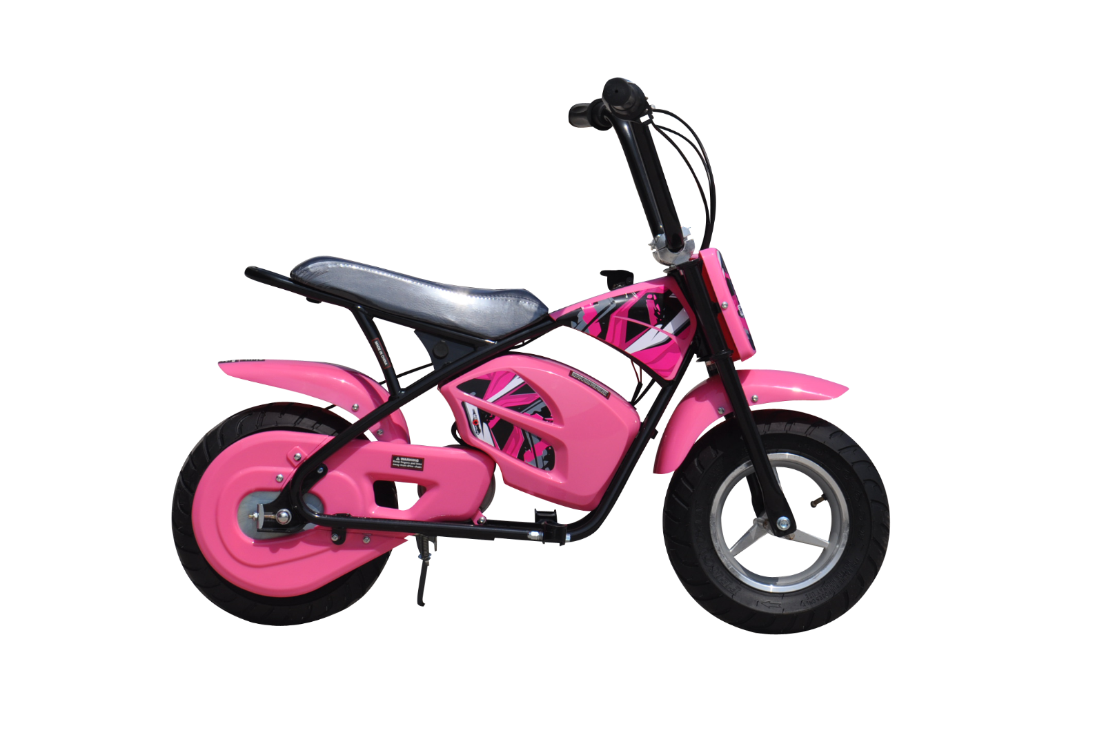 Monster Moto Electric Mini Bike 250Watt- Black with Red and Pink Decals